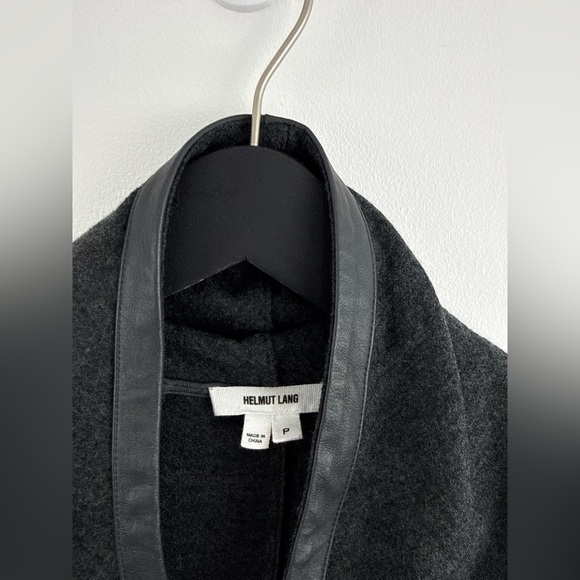Helmut Lang Charcoal Gray Draped wool and leather jacket size S - Picture 9 of 10